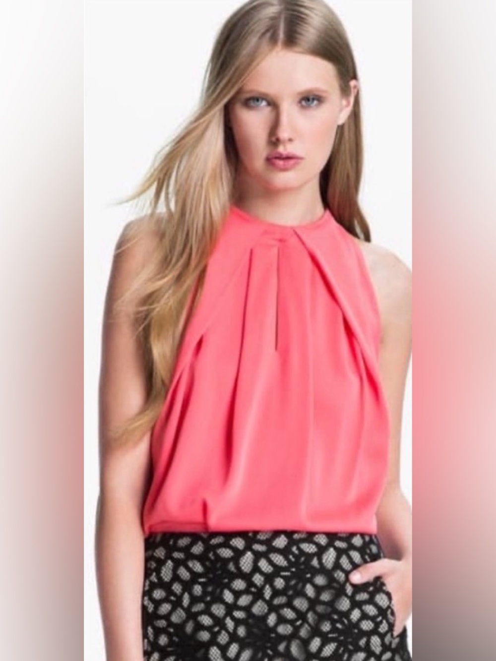 NWT Diane Von Furstenberg Elaine Silk Blouse in Pink Nectar, size 6